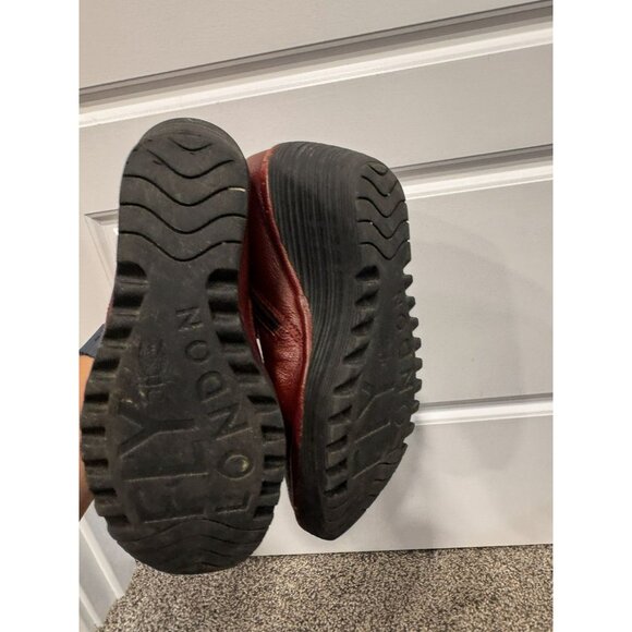 Fly London Yip Red Leather Wedge Ankle Boot Size 36 - Picture 5 of 6